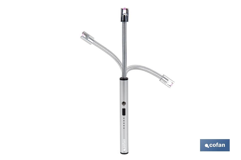 Cofan Allumeur électrique | Briquet USB rechargeable | Briquet plasma à arc électrique | Col flexible | Indicateur de batterie | Dimensions : 26 x 1,5 cm - Cofan