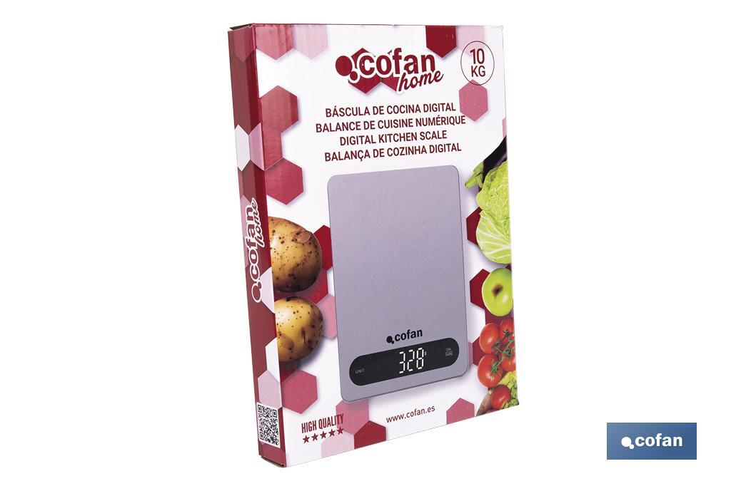 Balance de cuisine numérique disponible en 3 couleurs | Écran LED | 4 capteurs de haute précision - Cofan