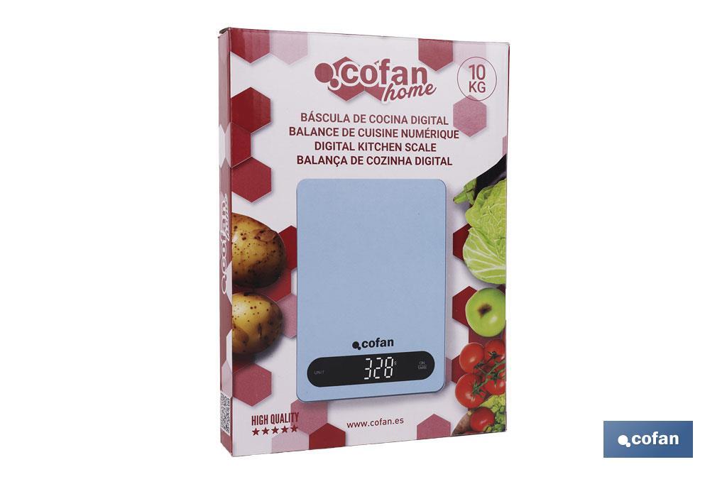 Balance de cuisine numérique disponible en 3 couleurs | Écran LED | 4 capteurs de haute précision - Cofan