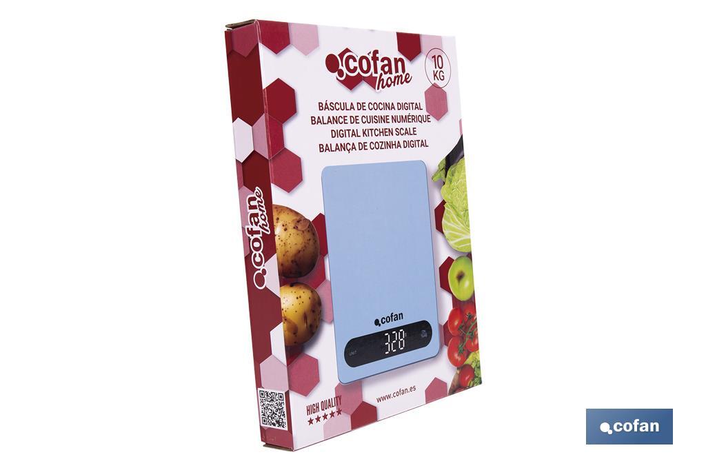 Balance de cuisine numérique disponible en 3 couleurs | Écran LED | 4 capteurs de haute précision - Cofan
