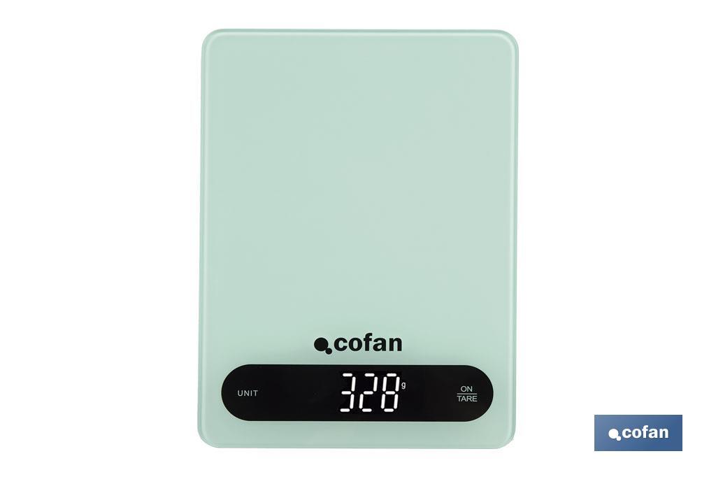 Balance de cuisine numérique disponible en 3 couleurs | Écran LED | 4 capteurs de haute précision - Cofan