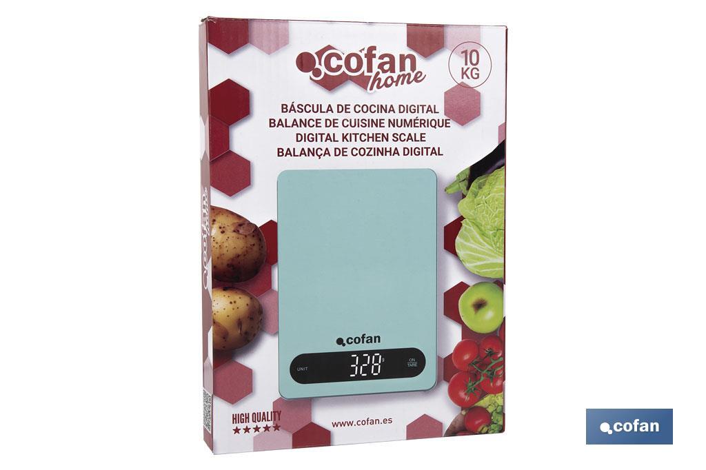 Balance de cuisine numérique disponible en 3 couleurs | Écran LED | 4 capteurs de haute précision - Cofan