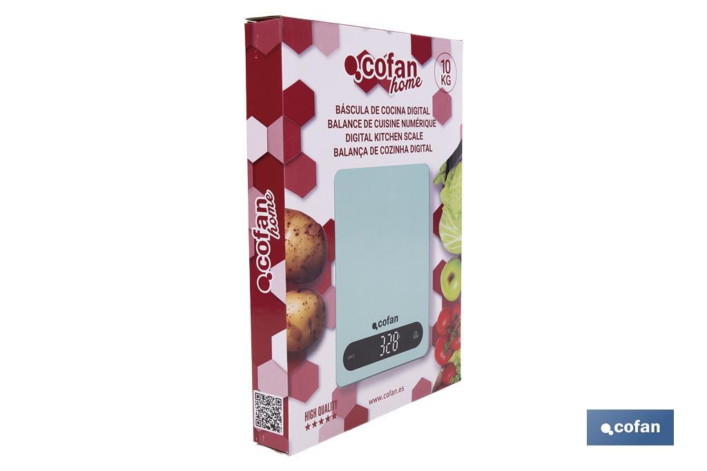 Balance de cuisine numérique disponible en 3 couleurs | Écran LED | 4 capteurs de haute précision - Cofan