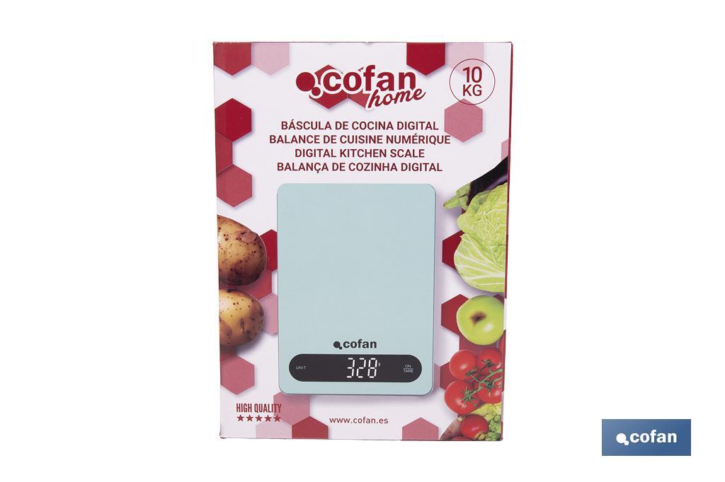 Balance de cuisine numérique disponible en 3 couleurs | Écran LED | 4 capteurs de haute précision - Cofan