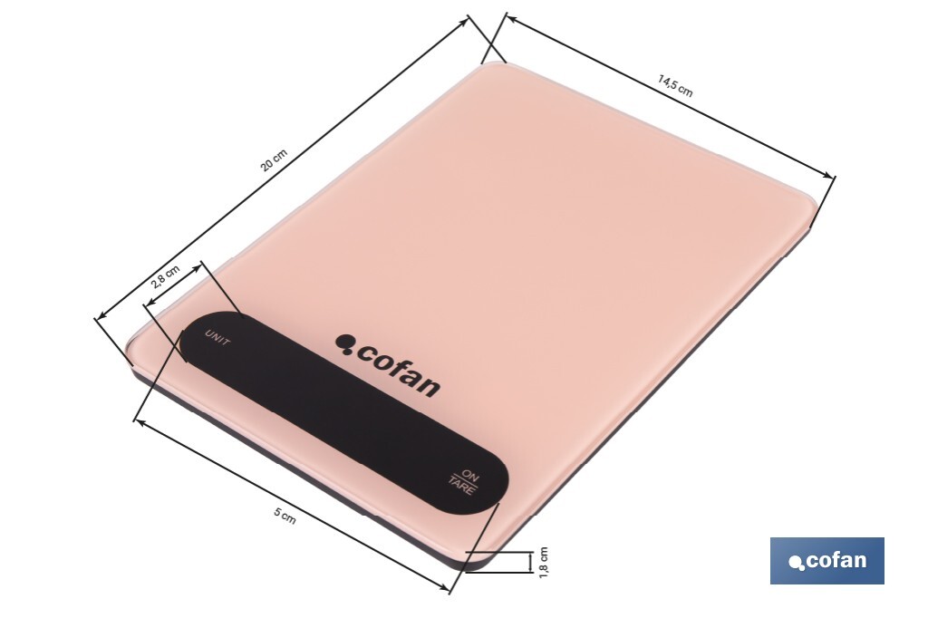 Balance de cuisine numérique disponible en 3 couleurs | Écran LED | 4 capteurs de haute précision - Cofan