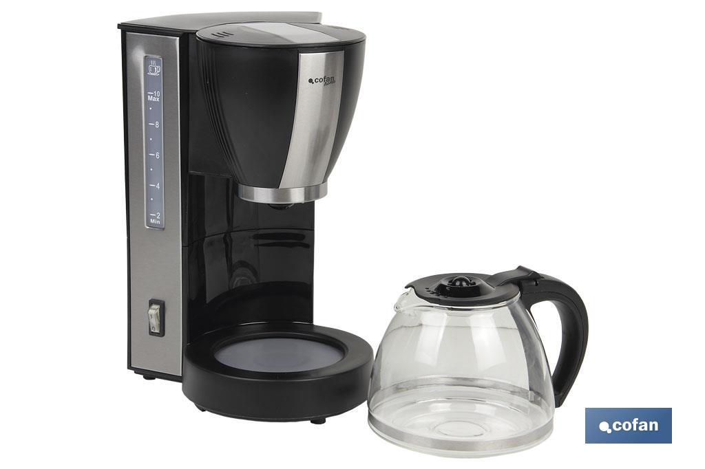 Macchina caffè americano | Modello Margot | Potenza: 870 W | Capacità: 10 tazze | Capacità: 1,25 L | Design pregiato ed elegante - Cofan