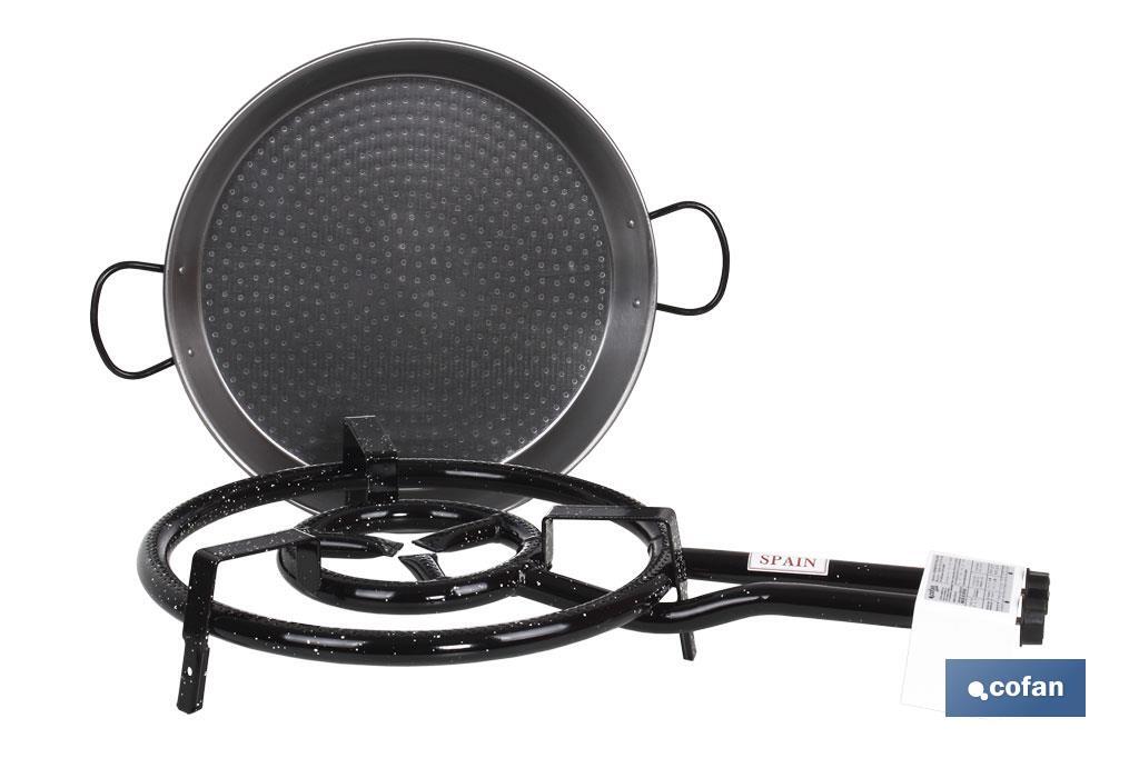 Set of paella pan + burner | Polished steel paella pan included | Complete pack - Cofan