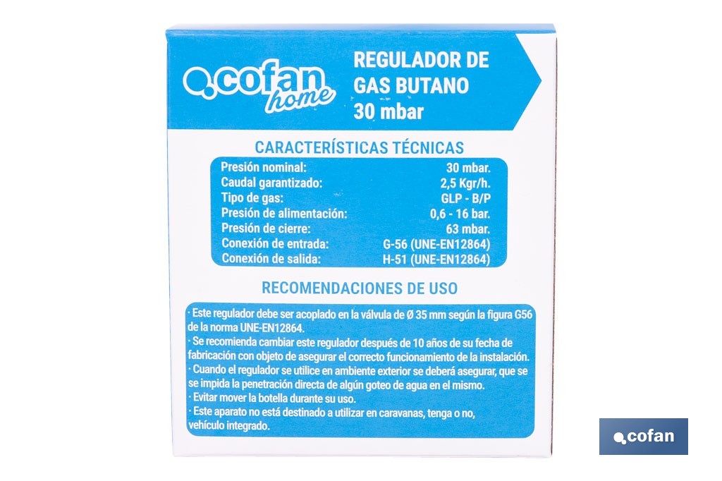 Regolatore di gas butano/propano | Per uso domestico | Regolatore per bombola di gas butano - Cofan
