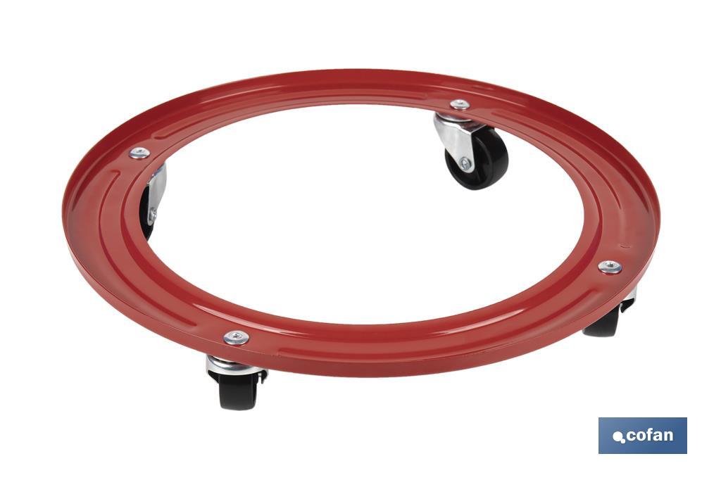 Suporte metálico com 4 rodas para botija de gás butano | Resistente até 50 kg | Adequado para botijas em cor vermelho - Cofan