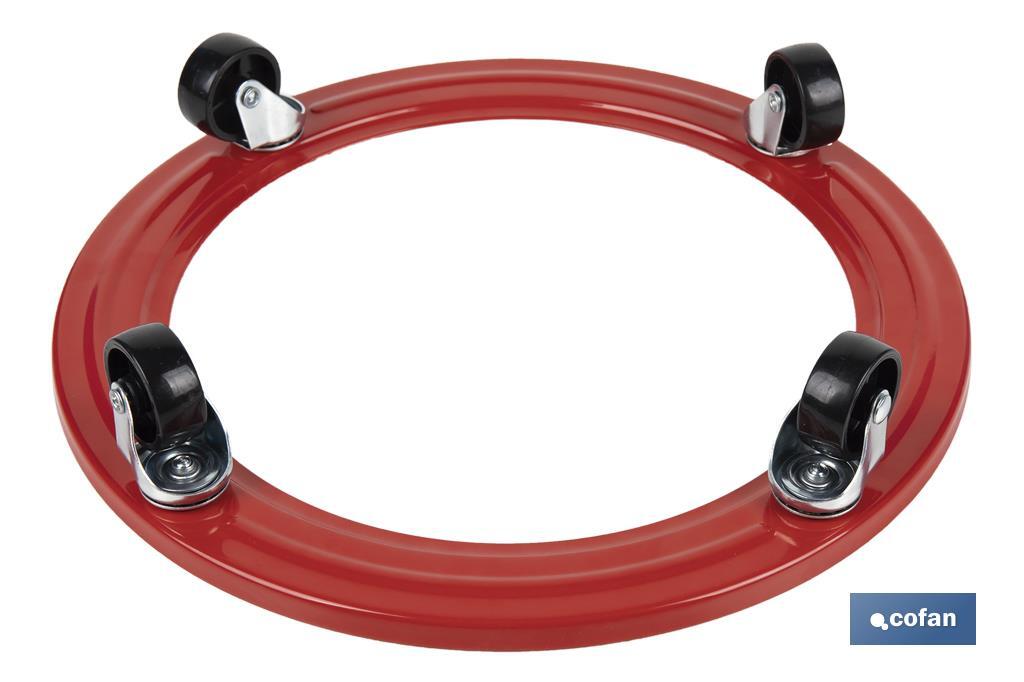 Suporte metálico com 4 rodas para botija de gás butano | Resistente até 50 kg | Adequado para botijas em cor vermelho - Cofan