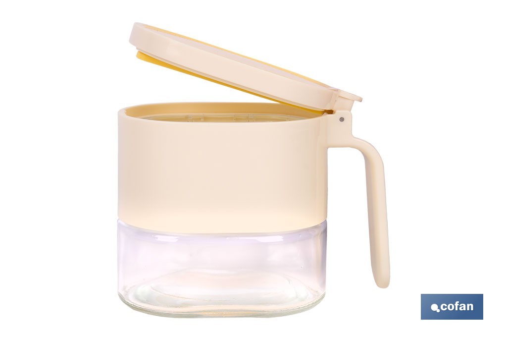 Azucarero o salero de vidrio 380 ml con tapa | Cucharilla incluida | Adecuada para azúcar, sal, café, especias - Cofan