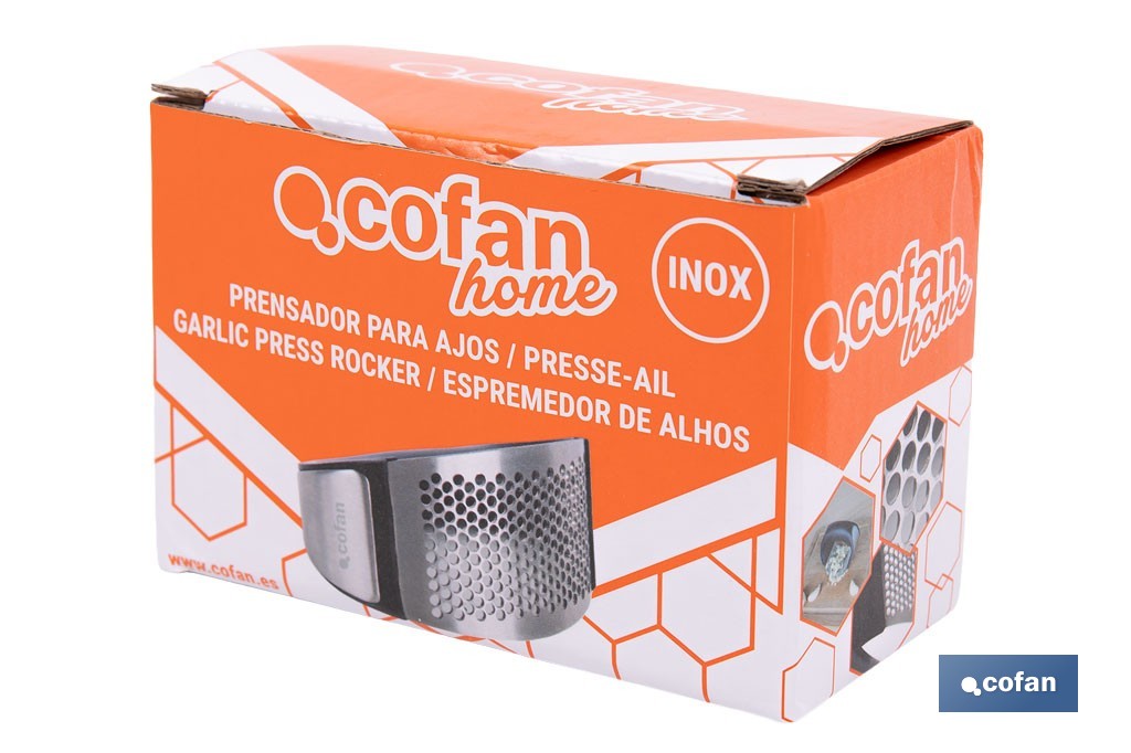 Prensador de ajos ergonómico | Material: acero inoxidable | Apto para lavavajillas, fácil de limpiar - Cofan