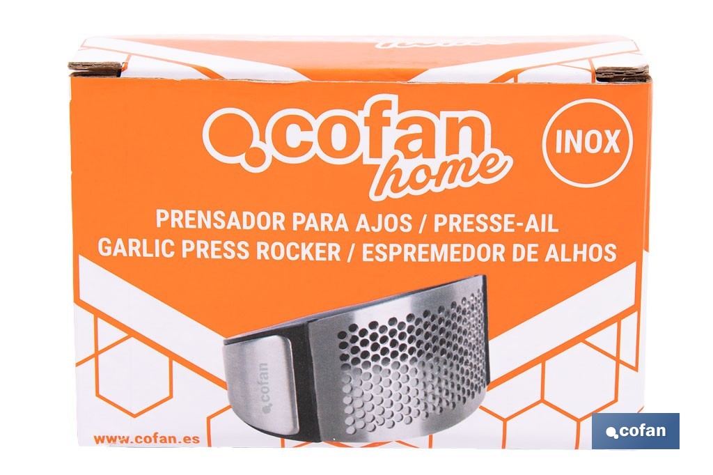 Prensador de ajos ergonómico | Material: acero inoxidable | Apto para lavavajillas, fácil de limpiar - Cofan