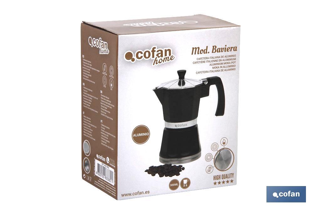 Cafetera para inducción en color Negro | Fabricada en Aluminio - Cofan