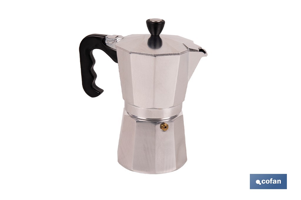 Cafetera italiana inducción | Material: aluminio | Mangos de nylon | Apta para todo tipo de fuegos | Disponible en diferentes capacidades - Cofan