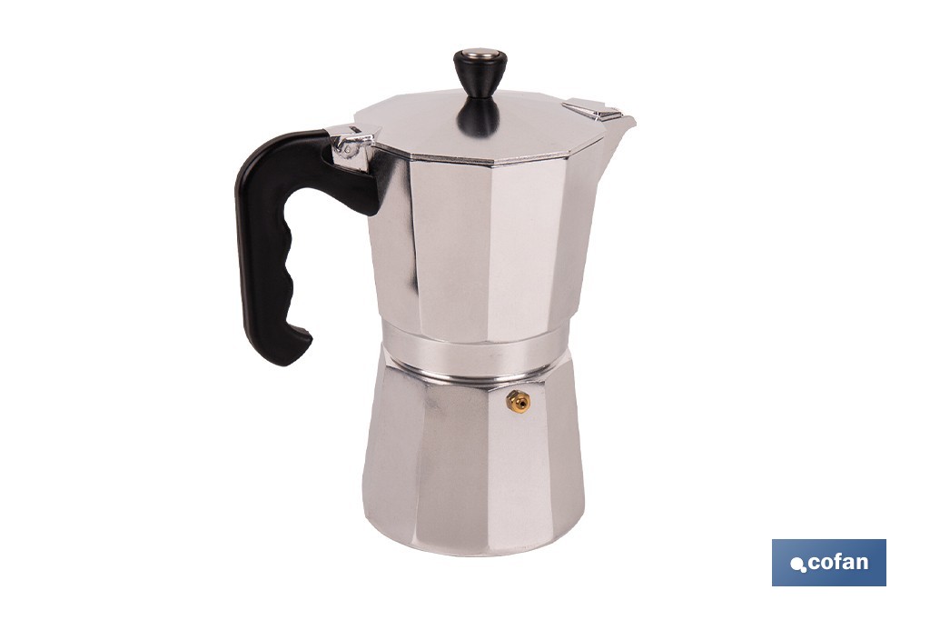 Cafetera italiana inducción | Material: aluminio | Mangos de nylon | Apta para todo tipo de fuegos | Disponible en diferentes capacidades - Cofan