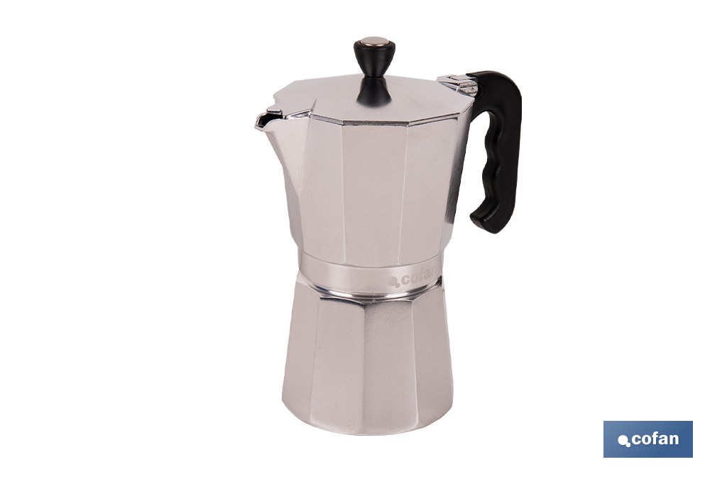 Cafetera italiana inducción | Material: aluminio | Mangos de nylon | Apta para todo tipo de fuegos | Disponible en diferentes capacidades - Cofan