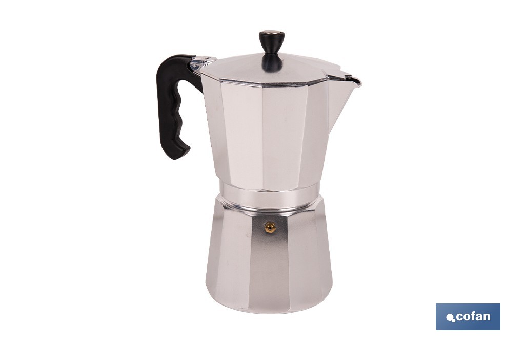 Cafetera italiana inducción | Material: aluminio | Mangos de nylon | Apta para todo tipo de fuegos | Disponible en diferentes capacidades - Cofan