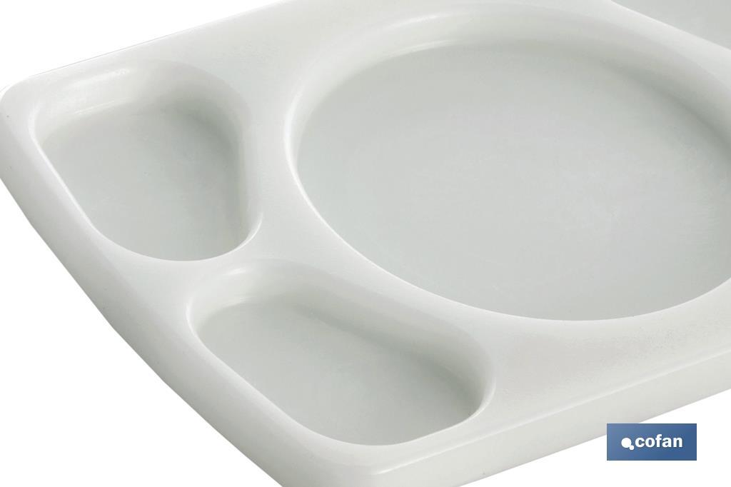 5 compartment serving platter | Size: 30 x 20 x 1.5cm | White - Cofan