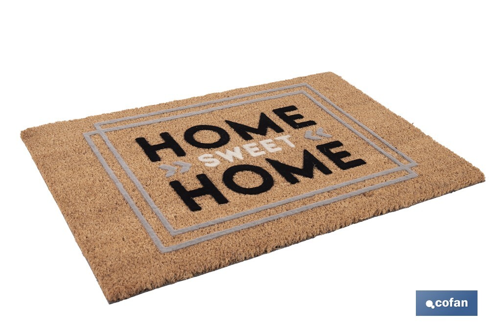  Paillasson pour intérieur avec conception Home | Fabriqué en coco floqué et polyester | Dimensions : 40 x 60 x 1,60 cm - Cofan