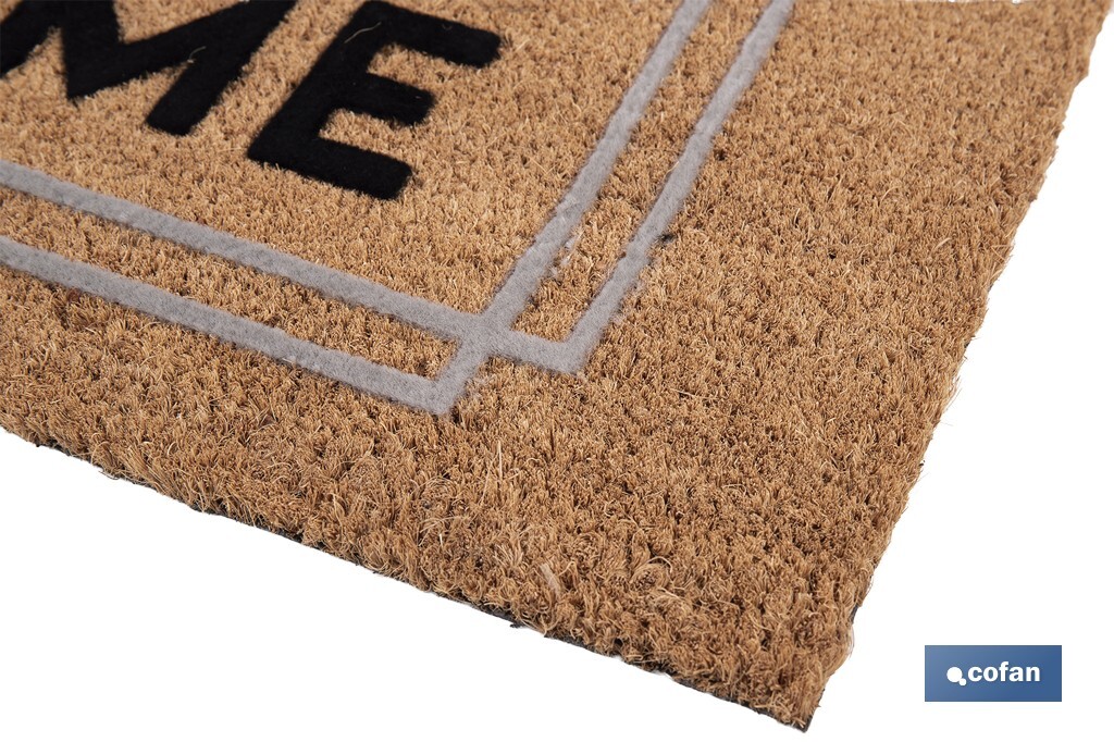  Paillasson pour intérieur avec conception Home | Fabriqué en coco floqué et polyester | Dimensions : 40 x 60 x 1,60 cm - Cofan