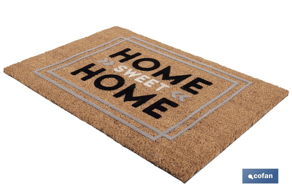 Paillasson pour intérieur avec conception Home | Fabriqué en coco floqué et polyester | Dimensions : 40 x 60 x 1,60 cm - Cofan