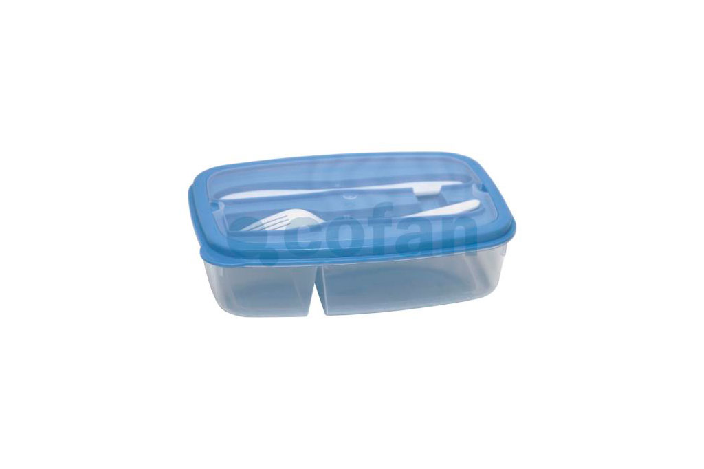 Rectangular lunch box with cutlery | 1.5-litre Capacity | Several Colours - Cofan
