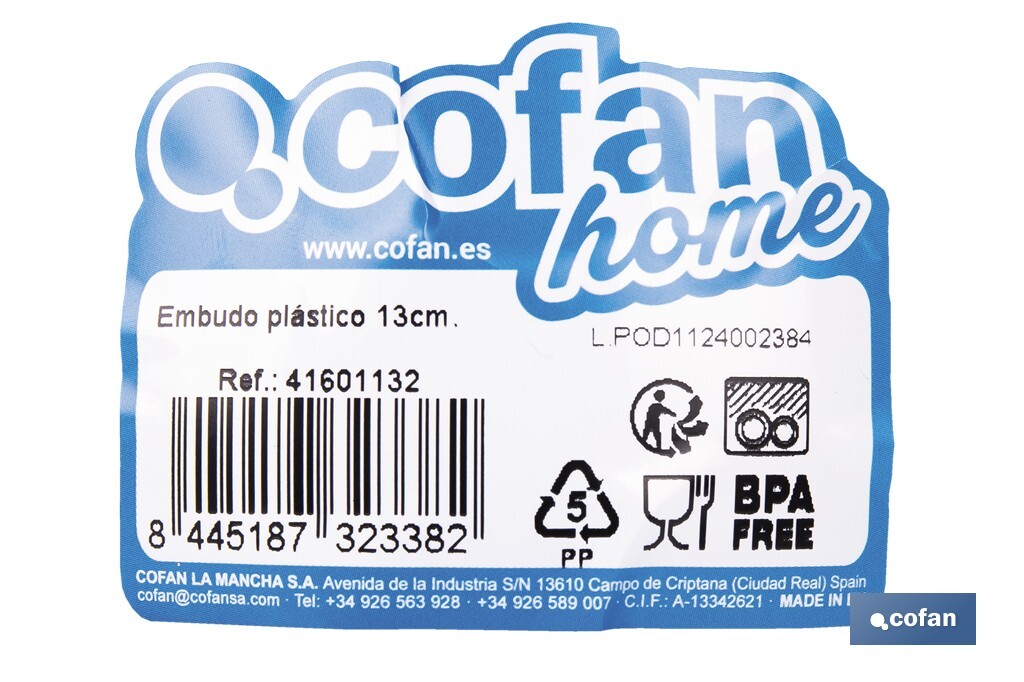 Plastic Funnel | Available in blue with food safety certification | Different Sizes - Cofan