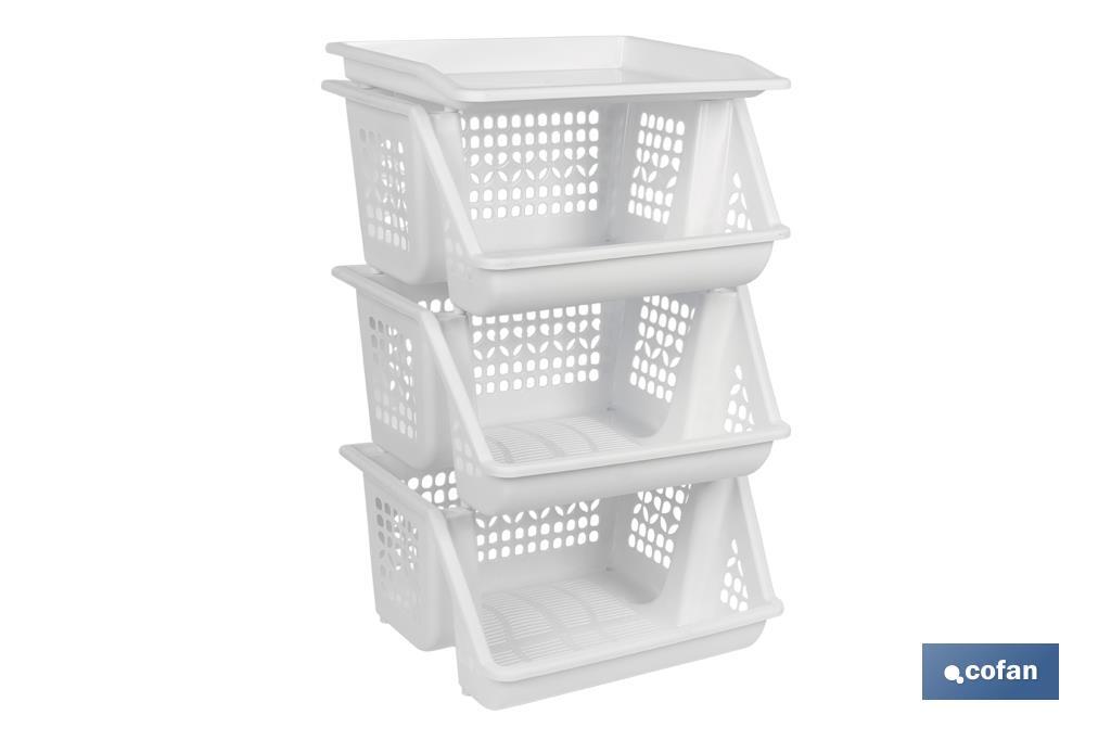 3-tier vegetable rack | White | Size: 62 x 39 x 32cm - Cofan