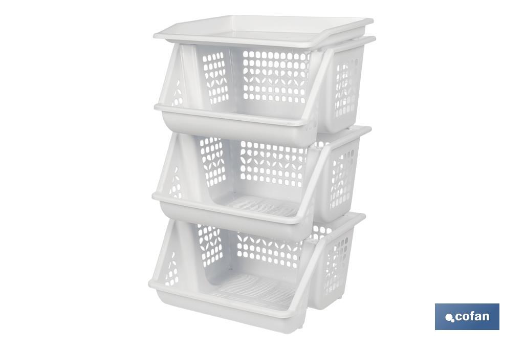 3-tier vegetable rack | White | Size: 62 x 39 x 32cm - Cofan