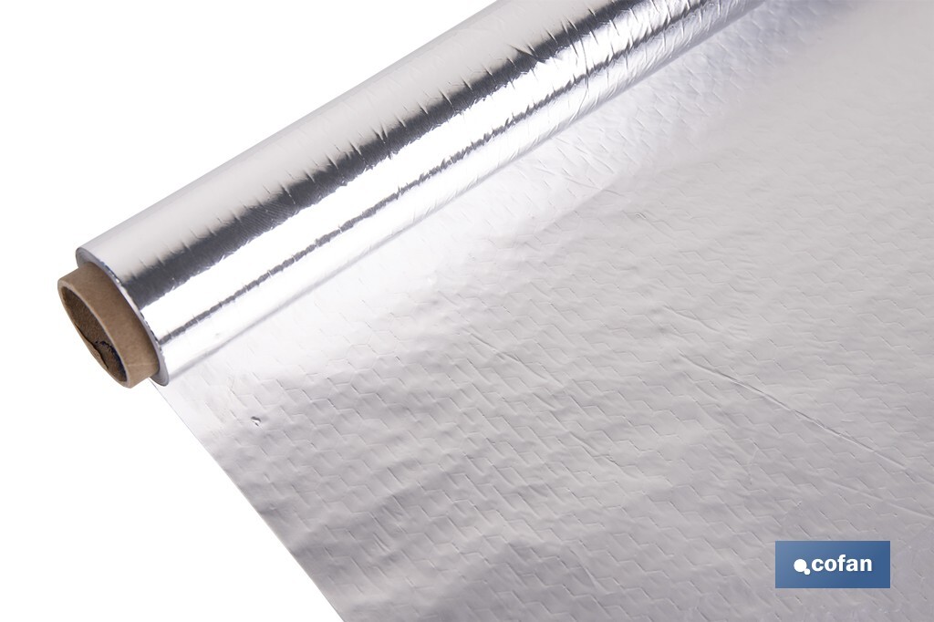 Papel de alumínio para uso doméstico | Medida 16, 30 ou 50 m | Largura 30 cm | Caixa com serra de corte | Antiaderente - Cofan