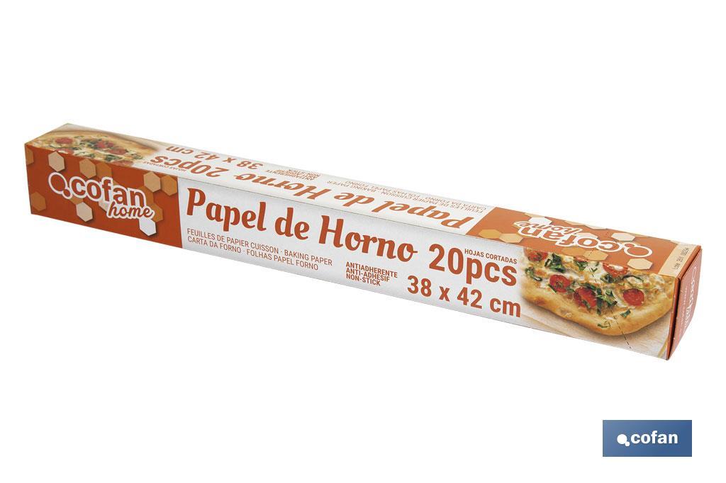 Baking paper sheets | 20 Pieces | Size: 38 x 42cm | Non-stick | Waterproof - Cofan
