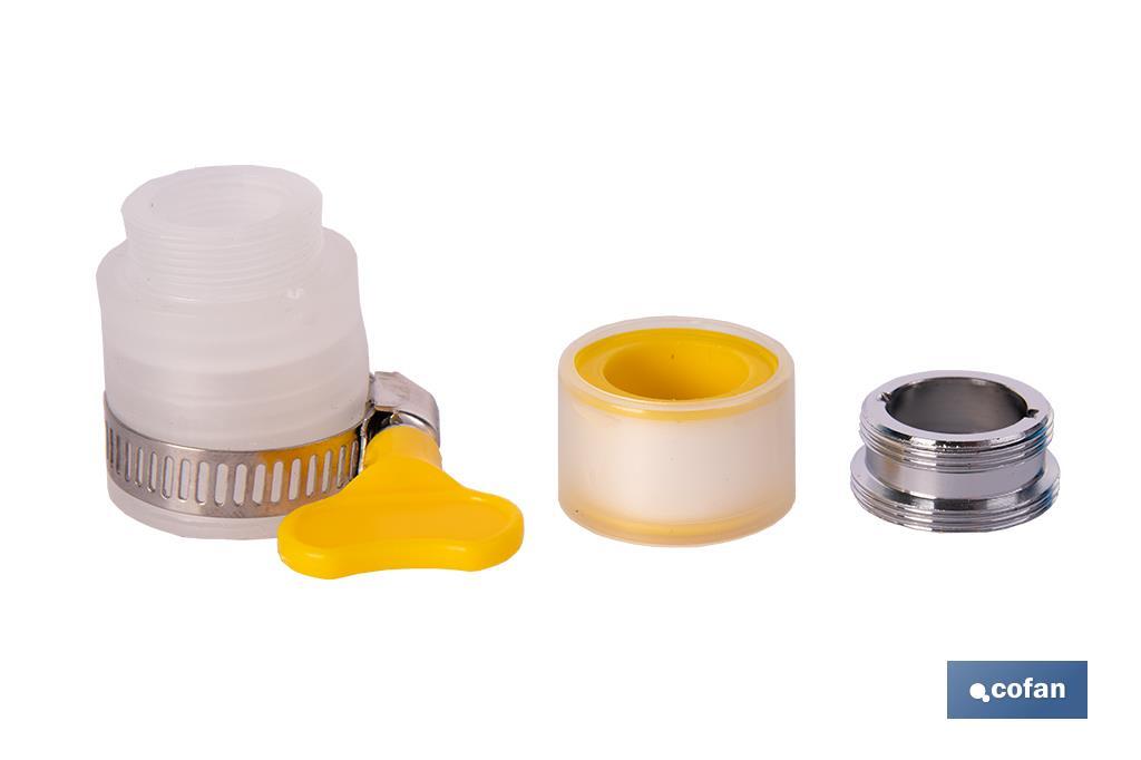 Aireador extensor multifunción 4 en 1 para grifo de cocina | Aireador giratorio 360° | Conector de latón M22-M24 - Cofan