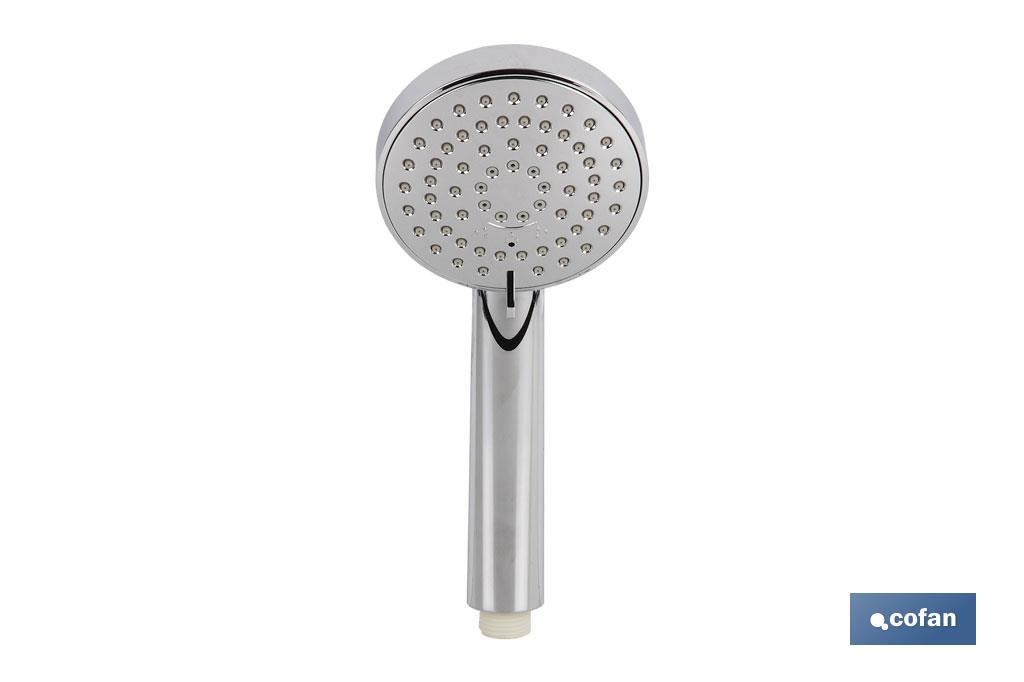 Chrome-plated hand-held shower head | 3 spray modes with water-saving system | Size: 23 x 10cm - Cofan