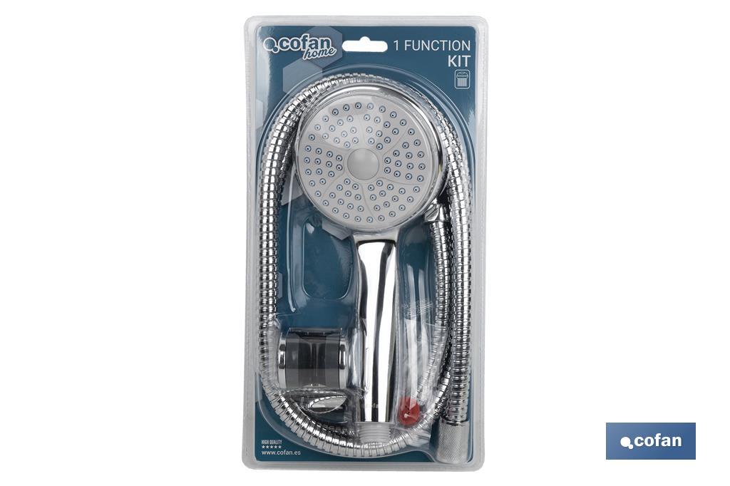 Shower kit | 1 Spray Mode | Hand-held shower head + Shower Hose + Bracket | Chrome-plated ABS - Cofan