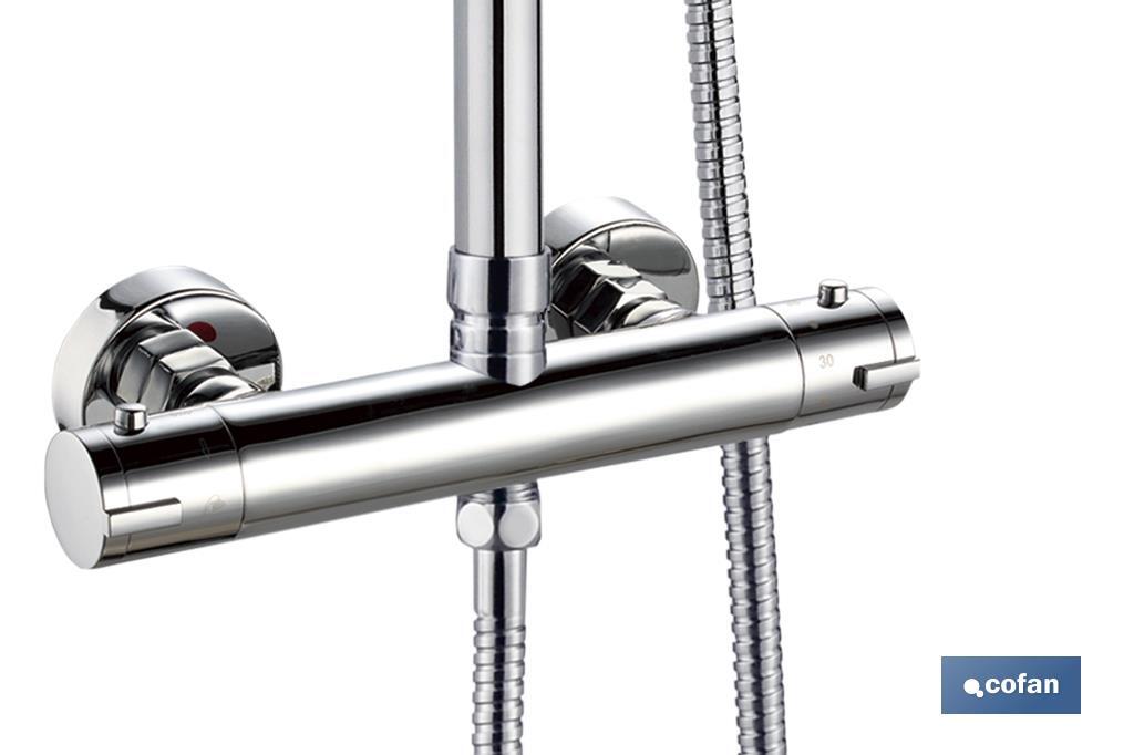 Round shower column | Thermostatic mixer tap with 5 spray modes - Cofan