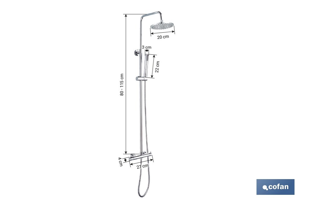 Colonne de Douche avec Robinetterie Mitigeur | 5 Pièces | Fabriqué en ABS Chromé - Cofan