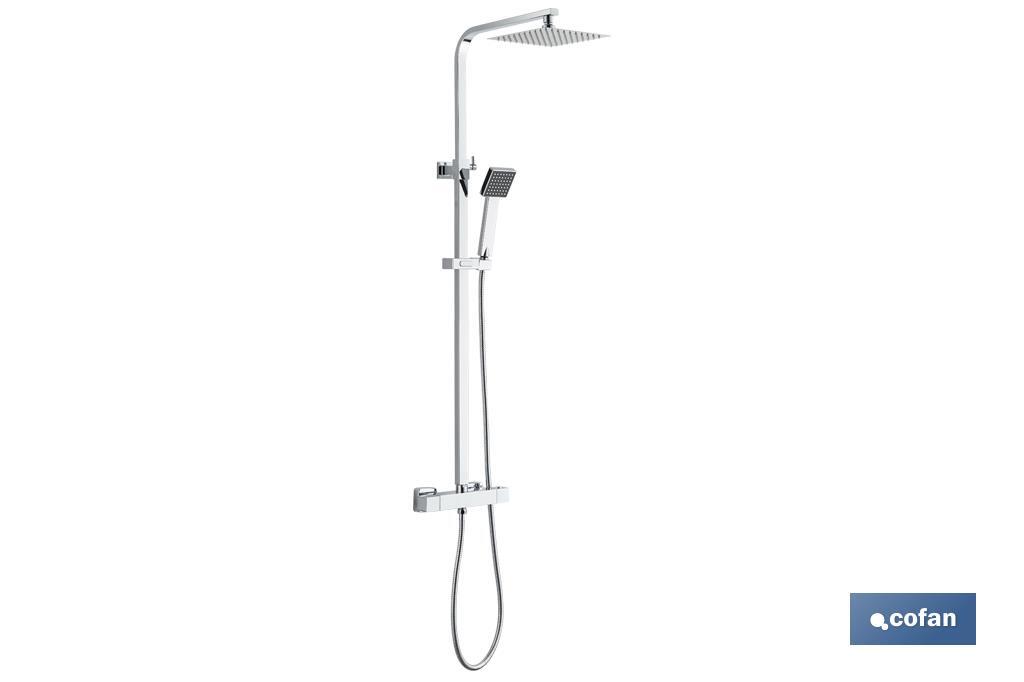 Coluna de duche termostática com design do cabeçal quadrado | Ajustável em altura - Cofan