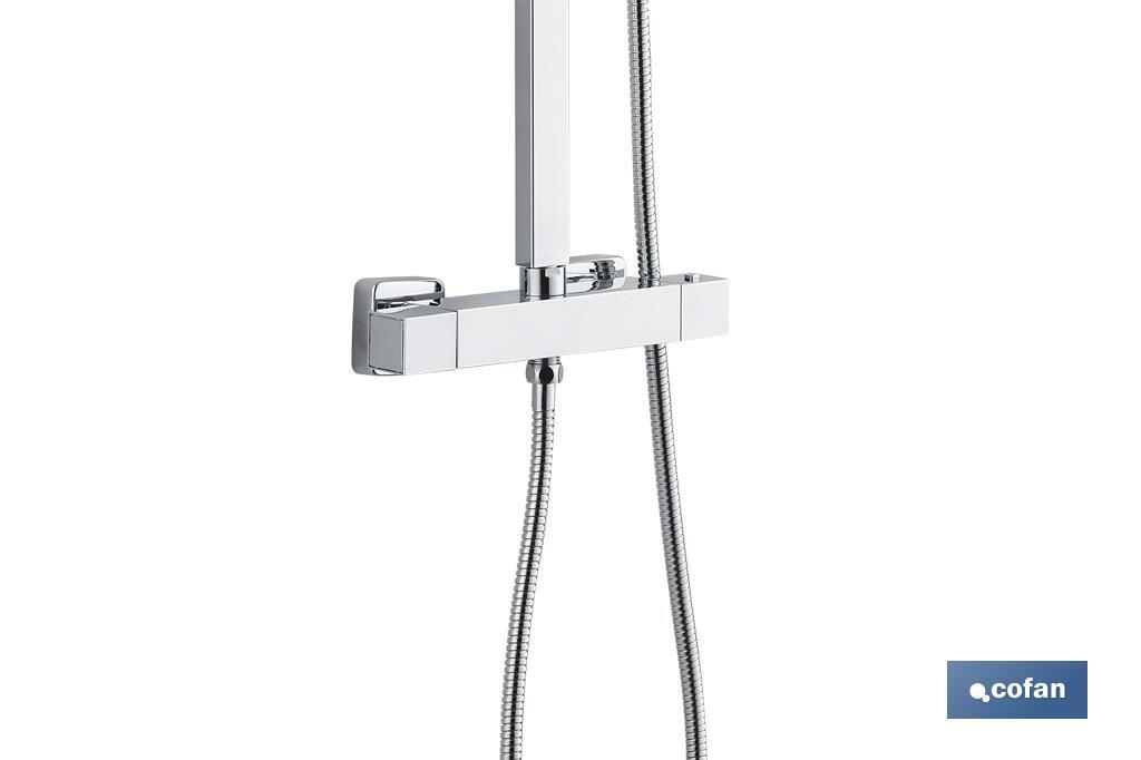 Coluna de duche termostática com design do cabeçal quadrado | Ajustável em altura - Cofan