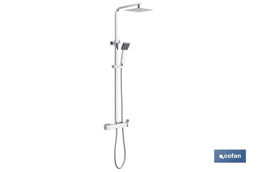 Colonne de douche avec robinet mitigeur | Conception du pommeau carrée | Réglable en hauteur - Cofan