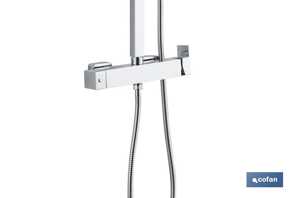 Colonne de douche avec robinet mitigeur | Conception du pommeau carrée | Réglable en hauteur - Cofan