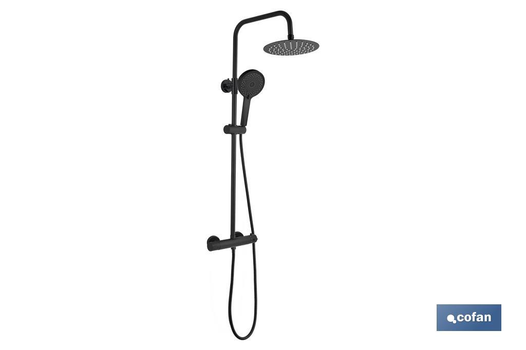 Coluna de duche extensível com torneira termostática | Torneira com acabamento em preto mate - Cofan