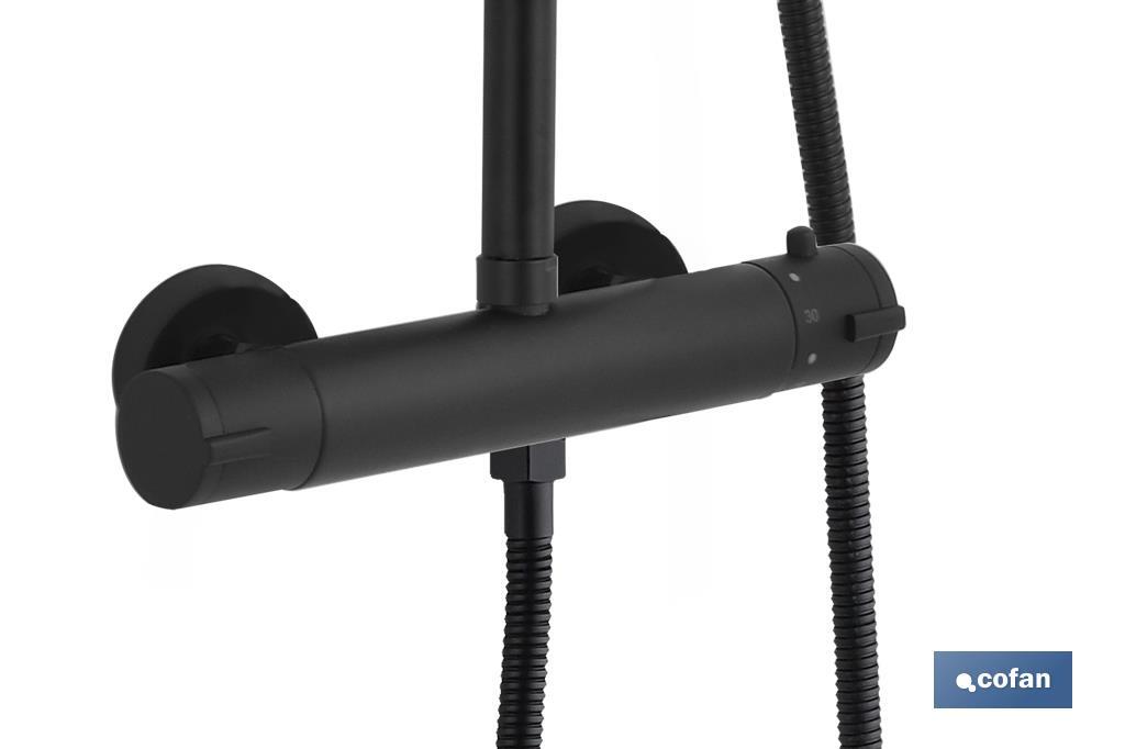Coluna de duche extensível com torneira termostática | Torneira com acabamento em preto mate - Cofan
