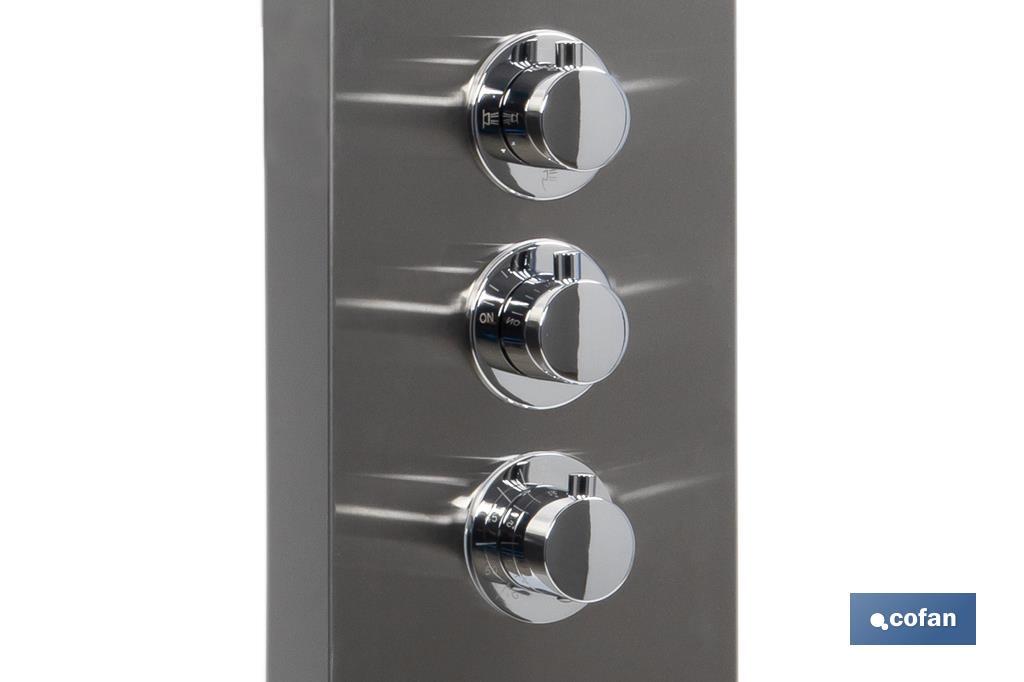 Panneau de douche avec 4 fonctions | Matériau : Acier inoxydable 304 | Poignée en laiton | Dimensions : 129 x 22,3 cm - Cofan