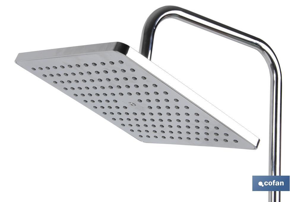 Square overhead shower head | Chrome-plated brass & ABS | Available in two sizes | Resistant against rust - Cofan