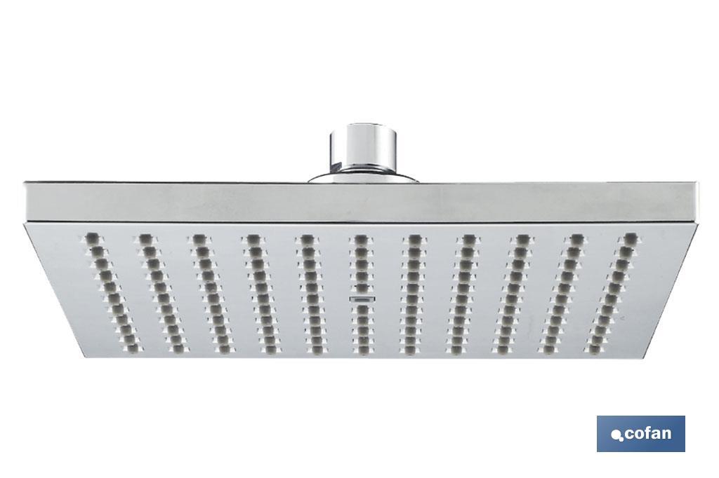 Square overhead shower head | Chrome-plated brass & ABS | Available in two sizes | Resistant against rust - Cofan