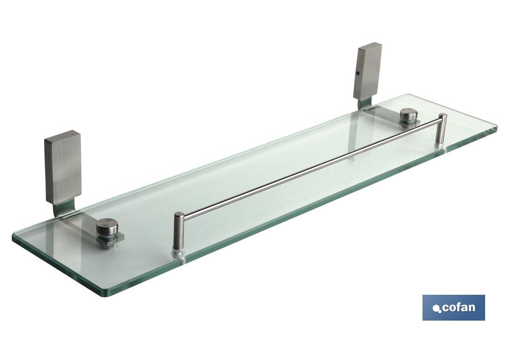 Estante de Vidrio y Acero Inoxidable 304 Satinado | Modelo Madeira | Medidas 51,2 x 11,7 x 5,6 cm - Cofan