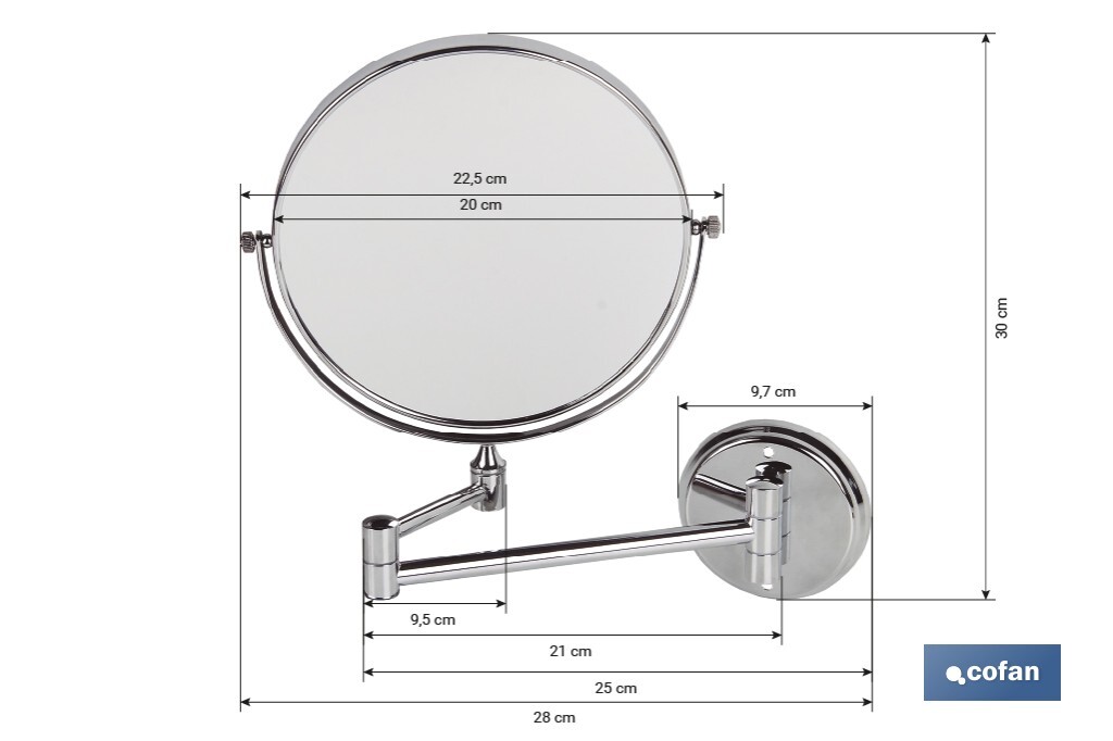 Round Cosmetic Mirror 3X, Lagoa Model - Cofan
