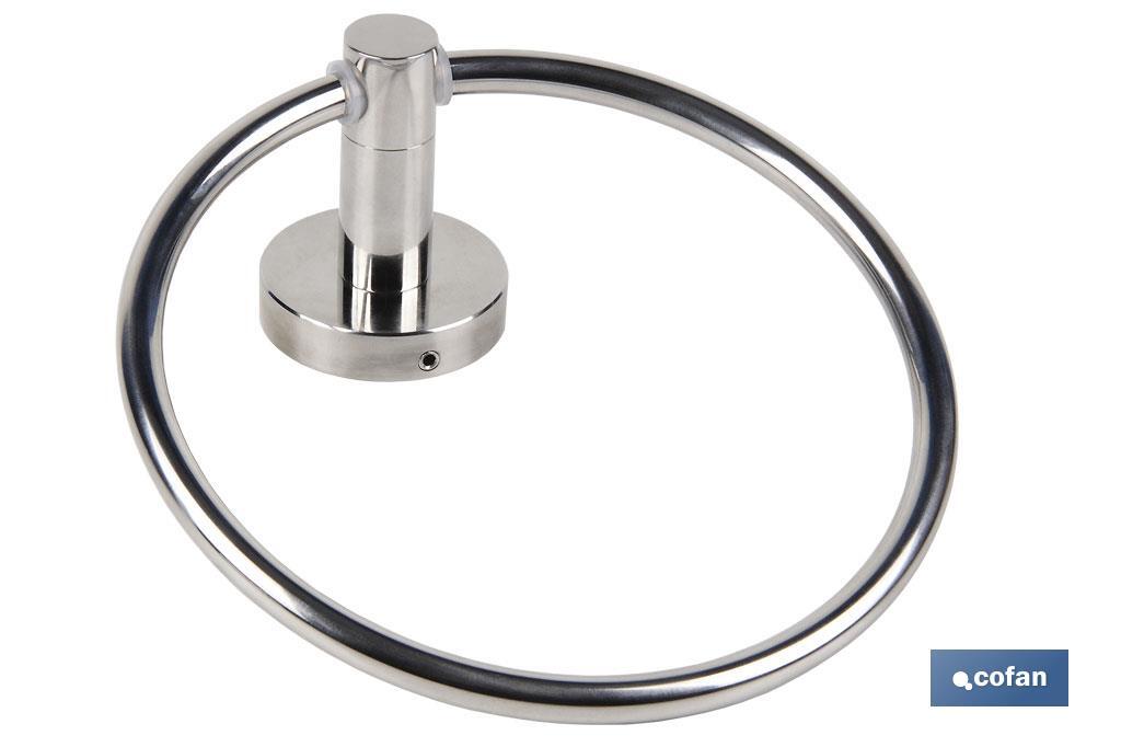 304 stainless-steel towel ring | Polished finish | Lagoa Model | Size: 17 x 14.2 x 6.5cm - Cofan