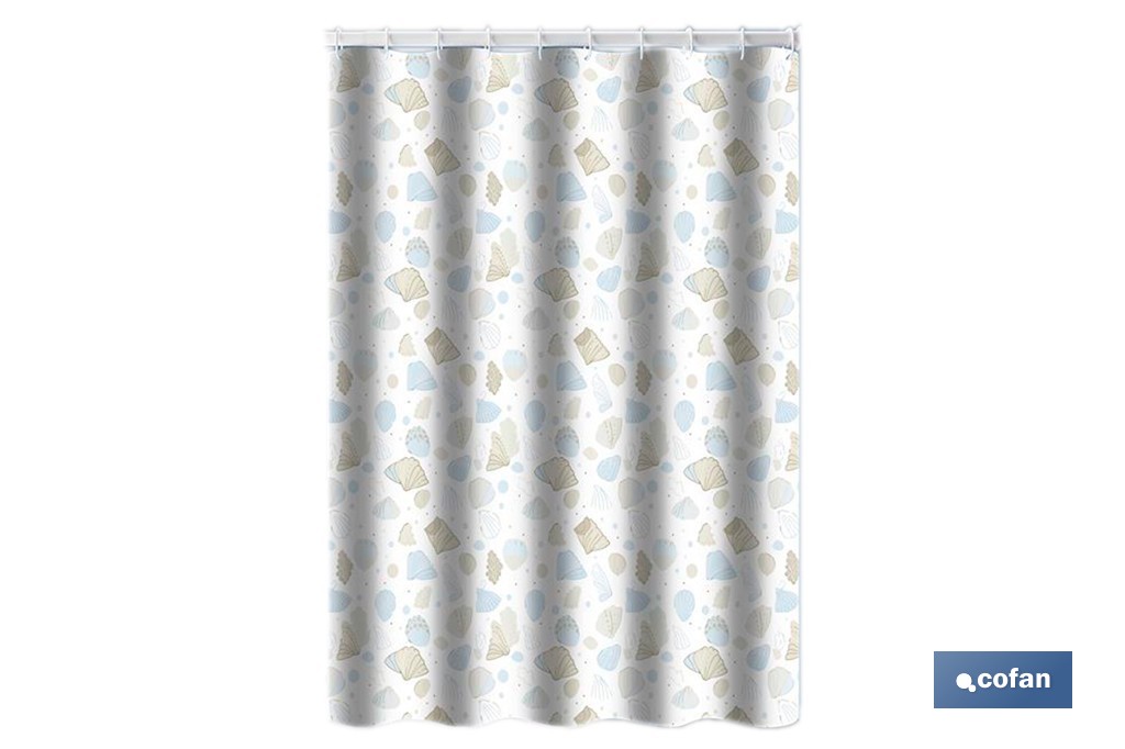 Cortina de baño impermeable con motivos marinos para ducha | Secado rápido, lavable, incluye anillas | Medidas: 220 x 200 cm - Cofan